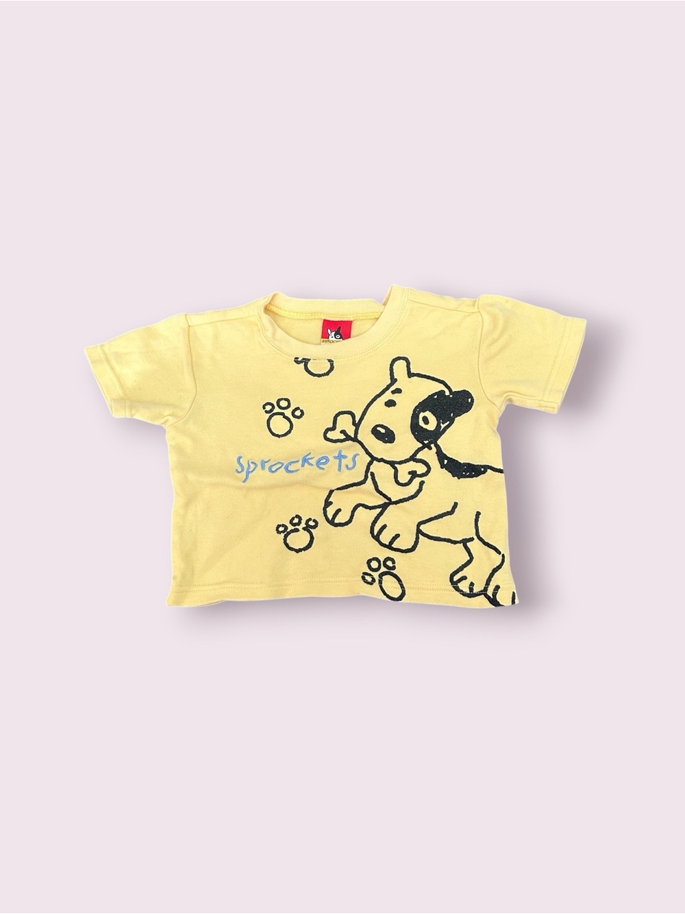 Vintage Baby Sprockets Yellow Puppy Graphic Tee Size 12 Months